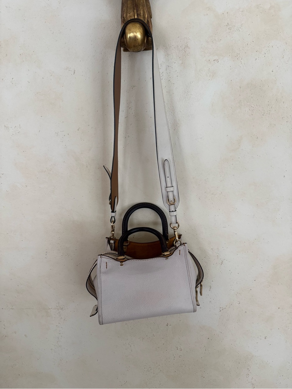 Coach ivory and brown spacious bag